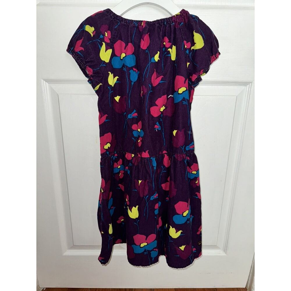 Tea Collection Plum Purple Floral Print Corduroy Dress Cotton Size 10 - Picture 3 of 4